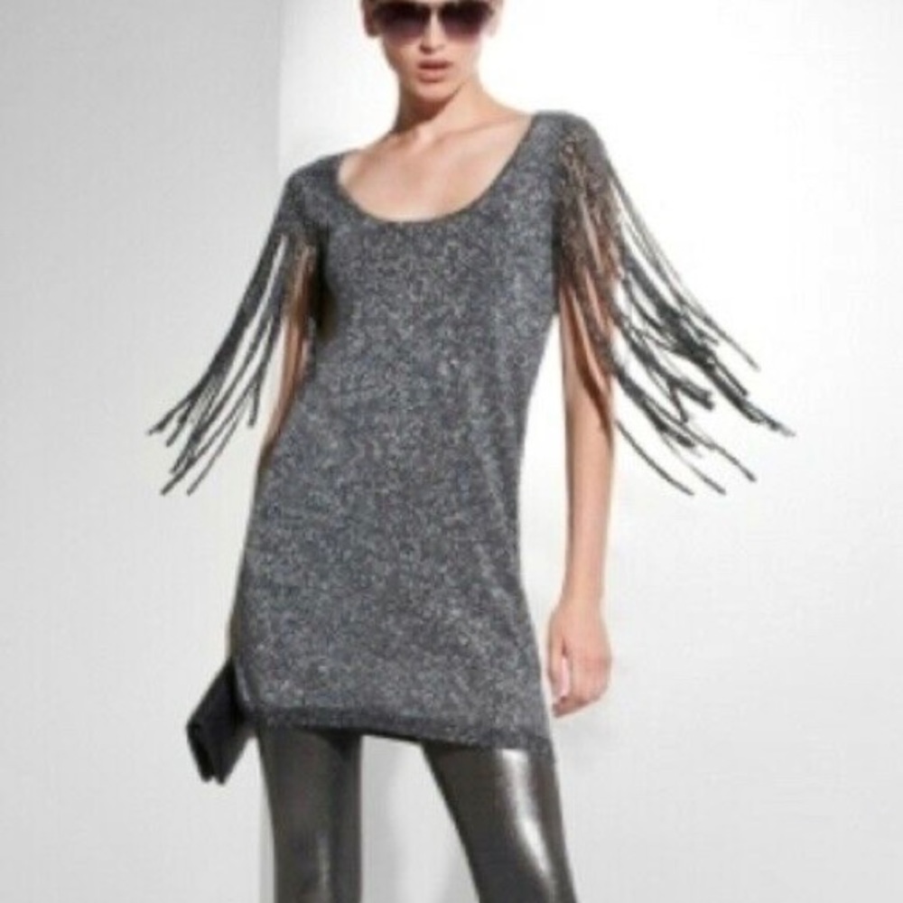 BCBG Maxazria Charcoal Metallic Mini Dress